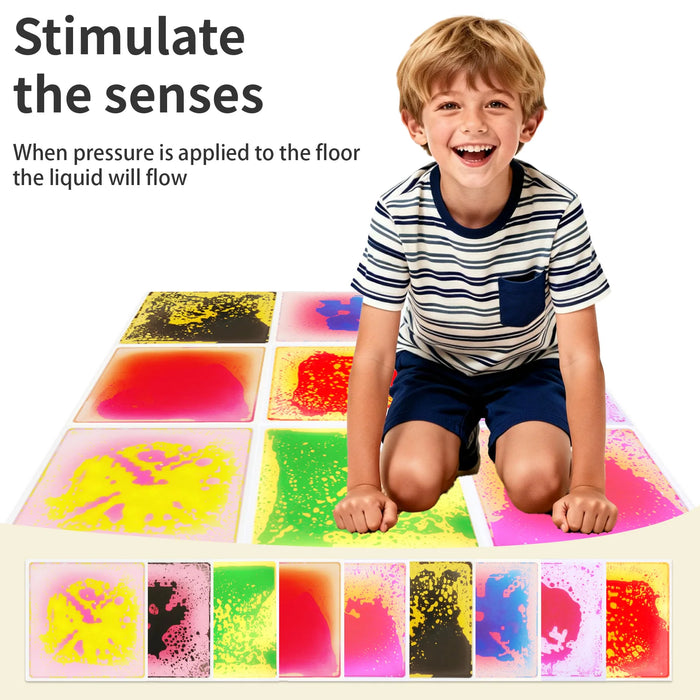 Engaging Visual Liquid Floor Tile Kid Sensory Mats for Toddlers Sensory Tiles Autistic Children Sensory Mat Kid